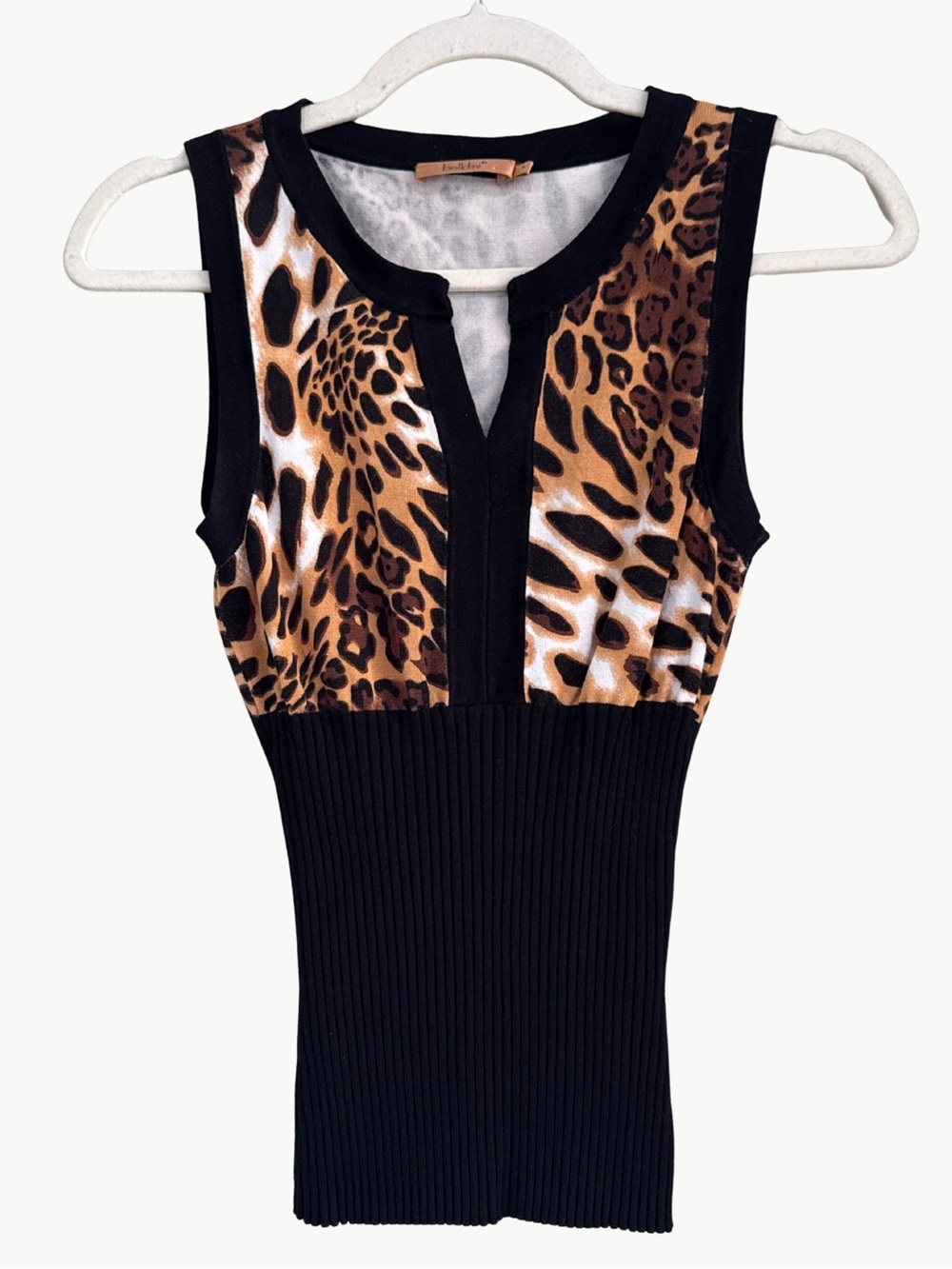 Leopard Animal Print Ribbed Knit Tank Top Y2K Belldini 90s Maximalist Going Out